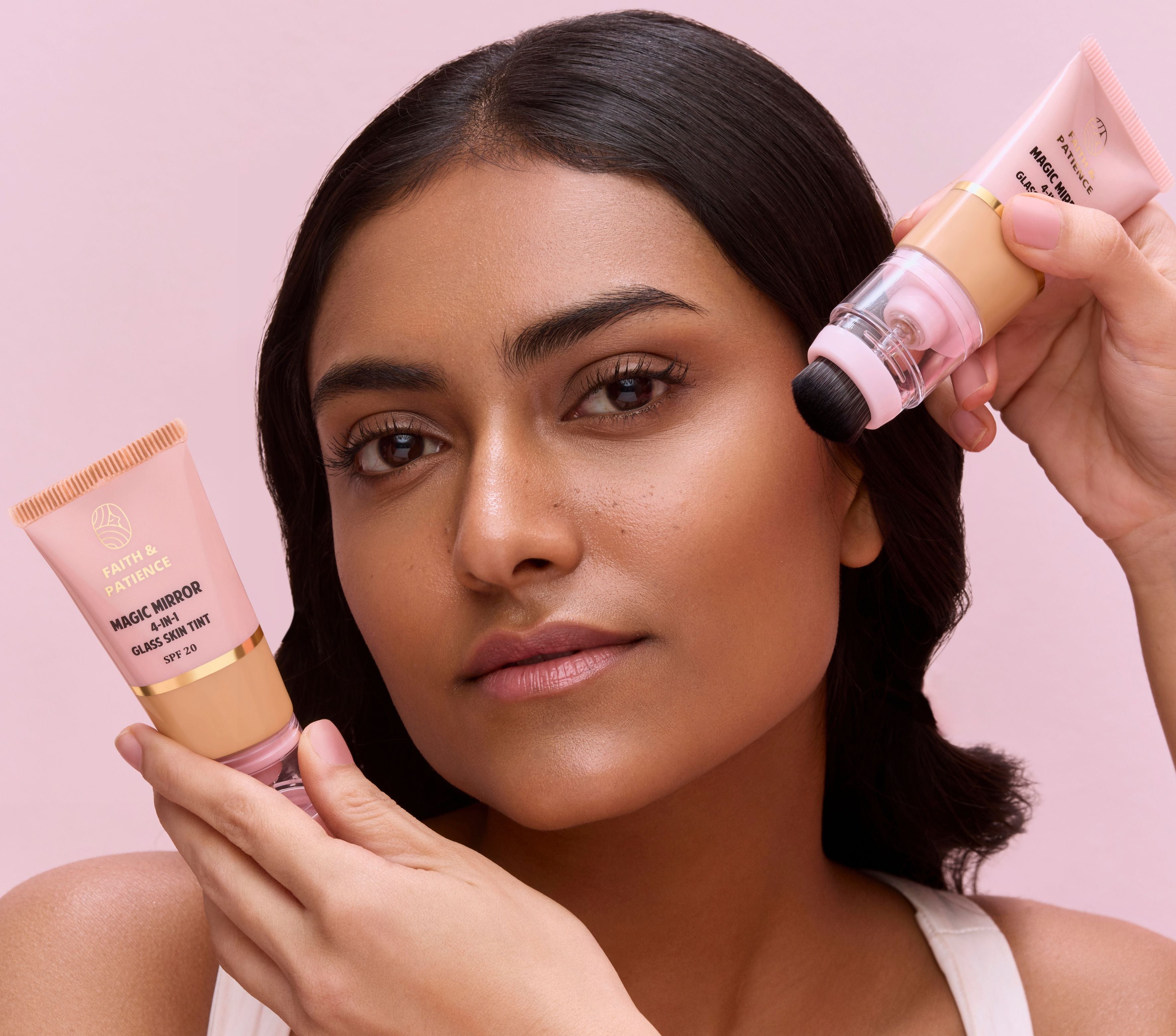 women using faith and patience skin tint for oily skin