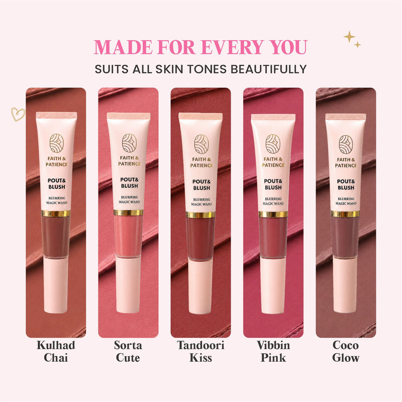 Pout & Blush Nude Lip & Cheek Blurring Wand – Combo of 3 - Glam Nude Trio