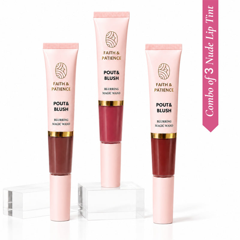 Pout & Blush Nude Lip & Cheek Blurring Wand – Combo of 3 - Glam Nude Trio