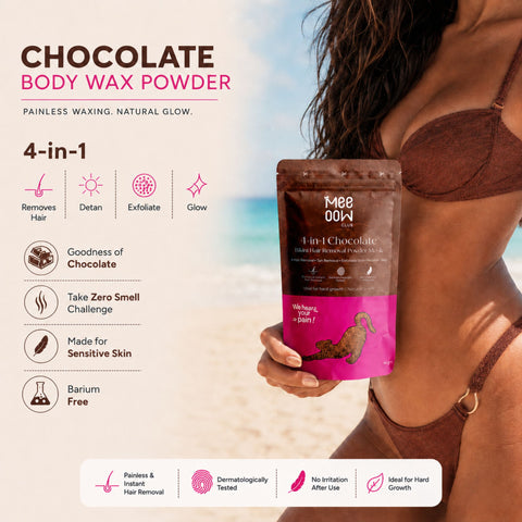 Chocolate Bikini Hair Removal Mask + Orange Body Hair Removal Mask + Pink Glow Detan Clay Mask - Combo of 3